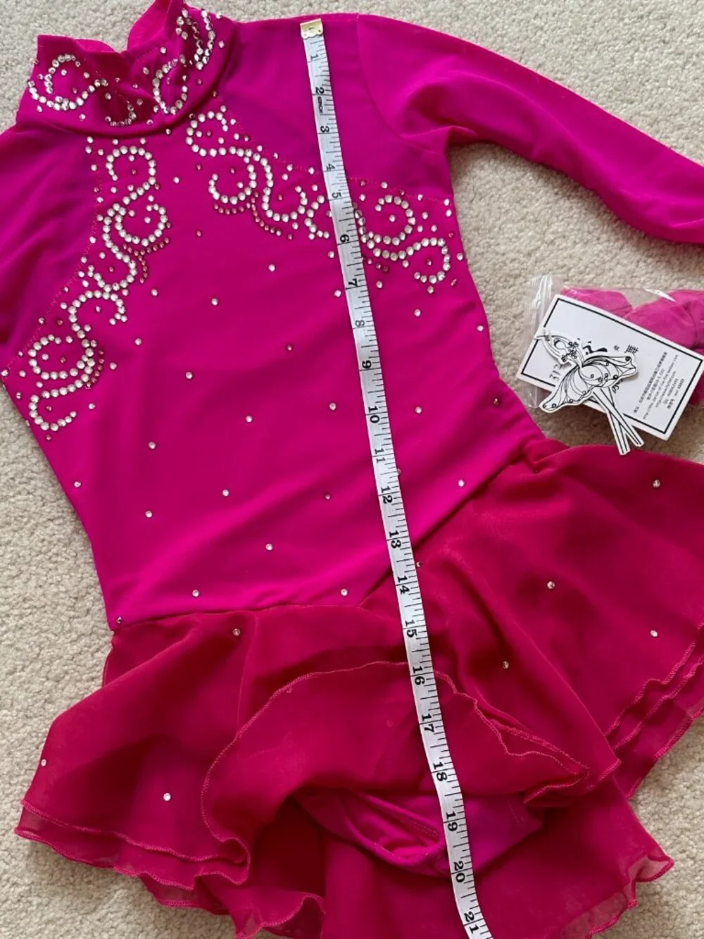 New Pink Crystal Figure Skating Dress Girl 8 (4~6T)